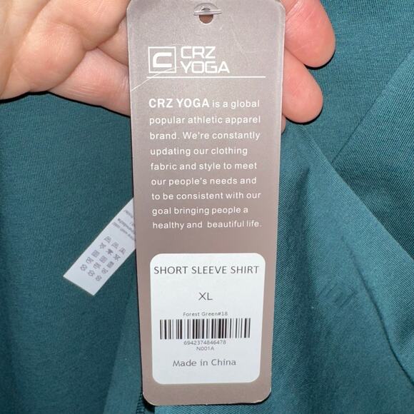 NWT CRZ Yoga Men’s Forest Green Cotton Blend Short Sleeve Tee Size XL - Picture 3 of 8